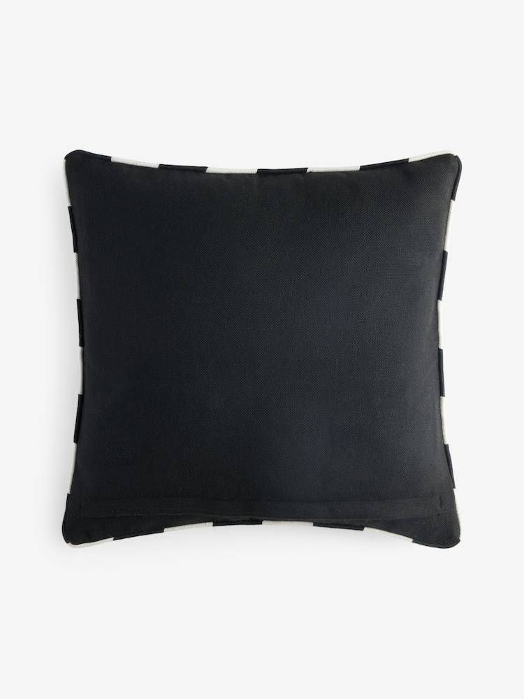 Black/White 50 x 50cm Indoor Outdoor Jacquard Palm Tree Cushion - Image 4 of 4