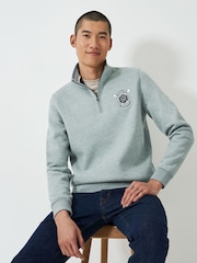 Crew Clothing Green Salcombe Crest Half-Zip Sweatshirt - Image 1 of 5