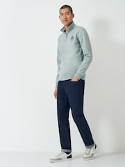 Crew Clothing Green Salcombe Crest Half-Zip Sweatshirt - Image 3 of 5