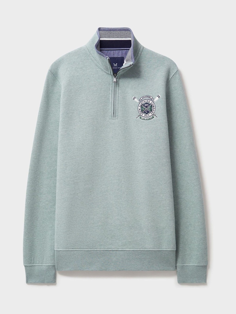 Crew Clothing Green Salcombe Crest Half-Zip Sweatshirt - Image 5 of 5