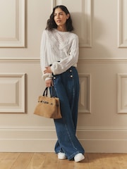 Laura Ashley Ecru Bobble Stitch Knitted Jumper - Image 2 of 5