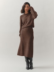 Laura Ashley Brown Bobble Stitch Knitted Jumper - Image 1 of 4