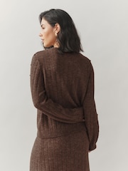 Laura Ashley Brown Bobble Stitch Knitted Jumper - Image 3 of 4