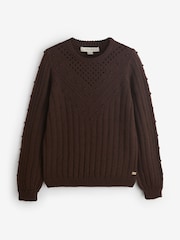 Laura Ashley Brown Bobble Stitch Knitted Jumper - Image 5 of 7