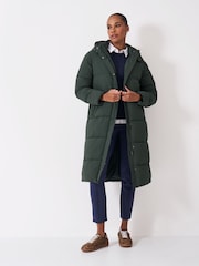 Crew Clothing Green Midweight Padded Longline Coat - Image 1 of 6