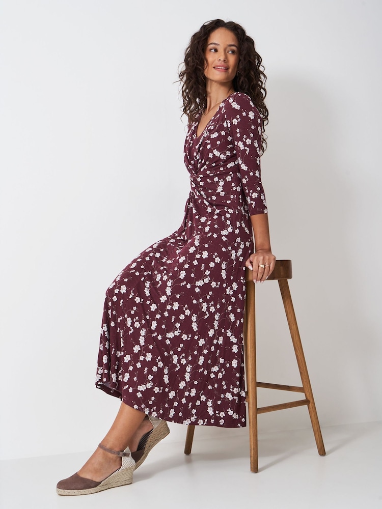 Crew Clothing Pink 3/4 Sleeve Floral Print Dress - Image 1 of 5