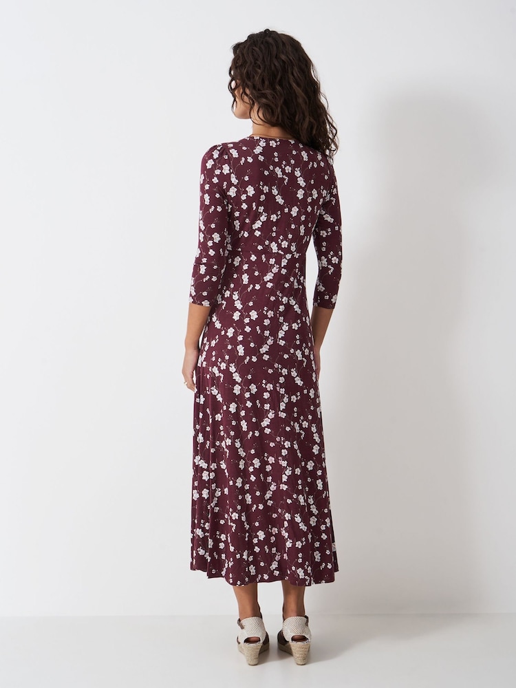 Crew Clothing Pink 3/4 Sleeve Floral Print Dress - Image 2 of 5