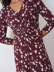Crew Clothing Pink 3/4 Sleeve Floral Print Dress - Image 4 of 5