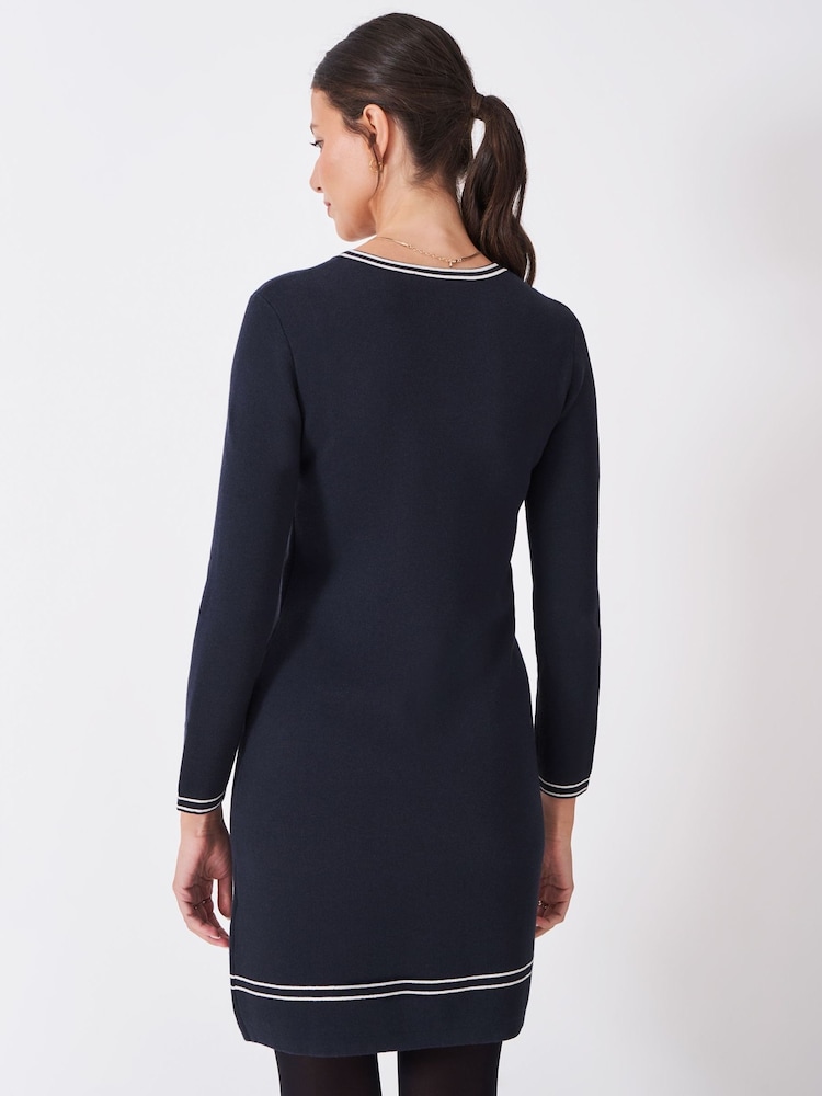 Crew Clothing Blue Adrianna Knitted Shift Dress - Image 2 of 5 Crew Clothing Blue Adrianna Knitted Shift Dress - Image 2 of 5
