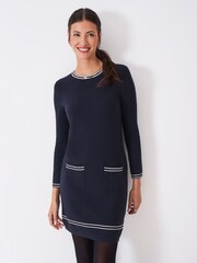 Crew Clothing Blue Adrianna Knitted Shift Dress - Image 3 of 5