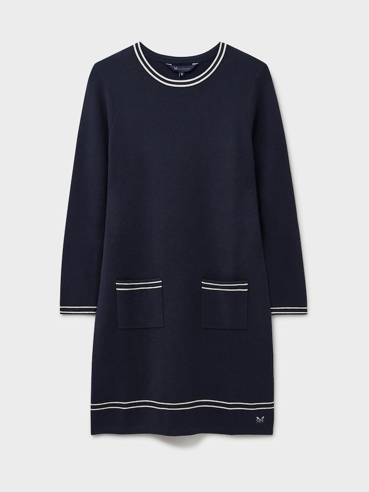 Crew Clothing Blue Adrianna Knitted Shift Dress - Image 5 of 5 Crew Clothing Blue Adrianna Knitted Shift Dress - Image 5 of 5