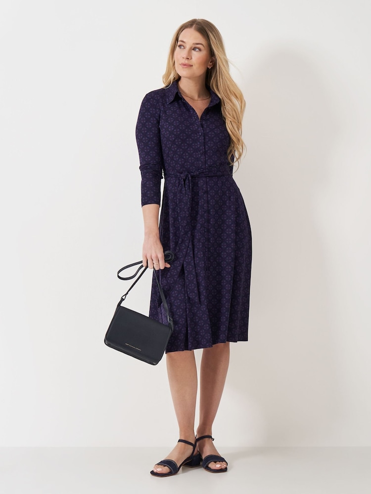Crew Clothing Blue Emma Jersey Shirt Dress - Image 1 of 5