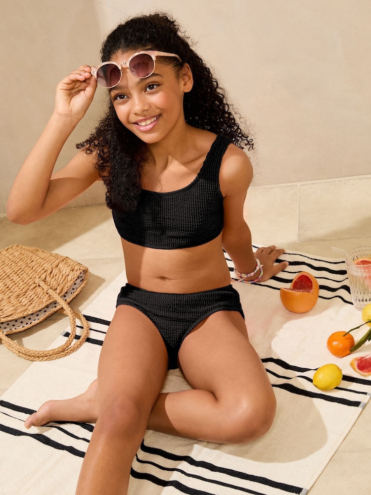 Lipsy Black Scoop Neck Textured Bikini (5-16yrs) - Image 2 of 4 Lipsy Black Scoop Neck Textured Bikini (5-16yrs) - Image 2 of 4