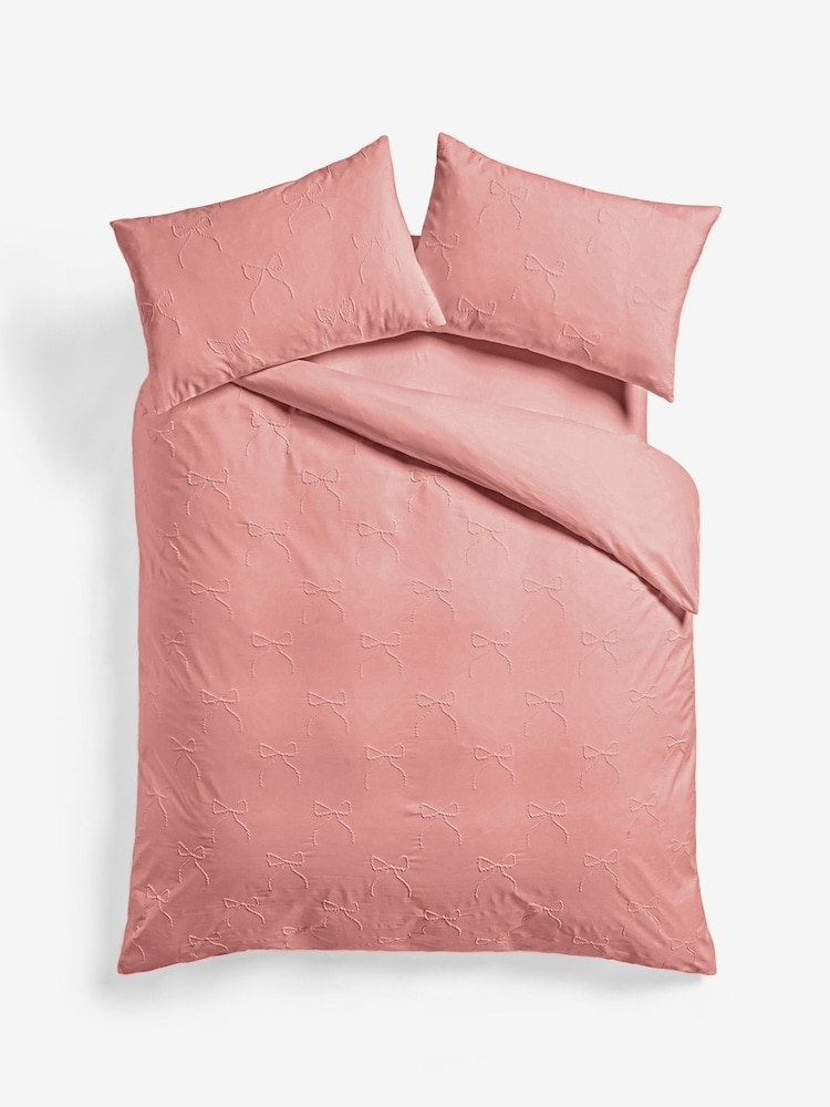 Juego de funda de edredón y funda de almohada con estampado texturizado y lazo - Imagen 5 de 5