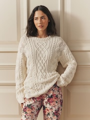 Laura Ashley Cream Chunky Knitted Cable Long Sleeve Jumper - Image 1 of 4