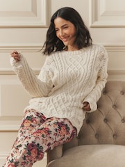 Laura Ashley Cream Chunky Knitted Cable Long Sleeve Jumper - Image 2 of 4
