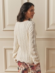 Laura Ashley Cream Chunky Knitted Cable Long Sleeve Jumper - Image 3 of 4