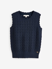 Laura Ashley Navy Pointelle Sleeveless Vests Twin Set With Wool - Image 1 of 3
