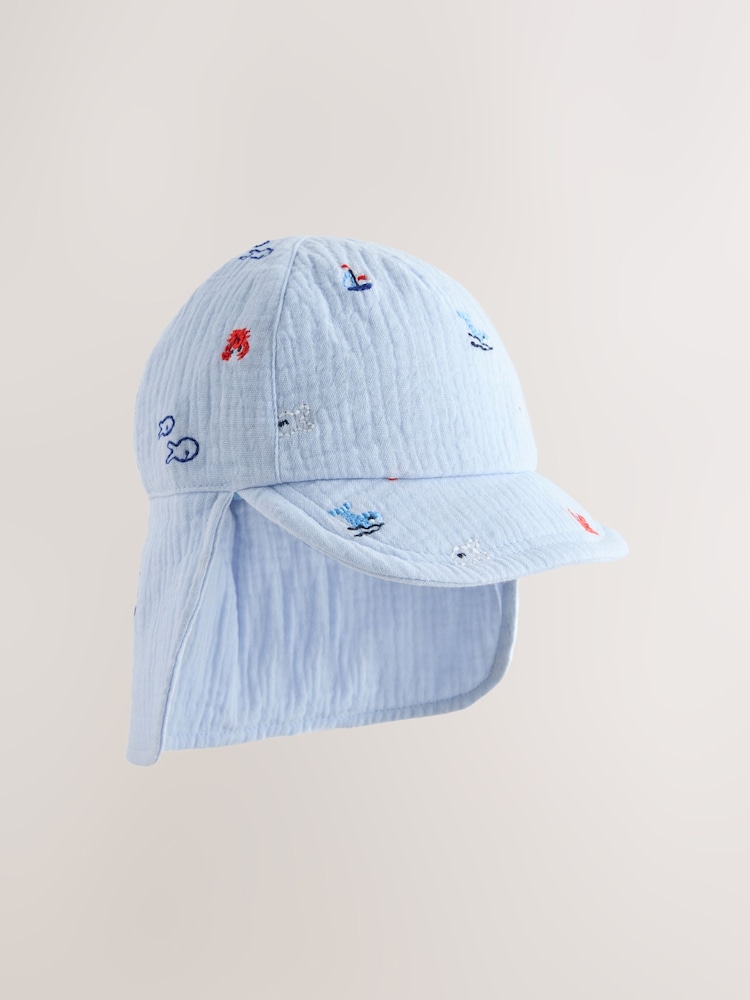 藍色繡花 - Legionnaire Baby Summer Hat (0mths-2yrs) - 圖片 1/3