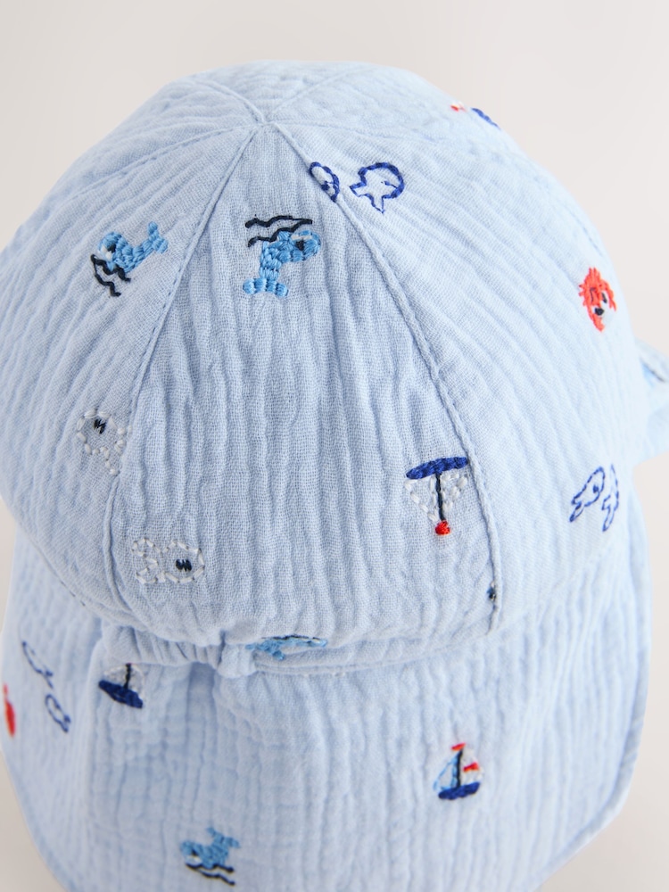 藍色繡花 - Legionnaire Baby Summer Hat (0mths-2yrs) - 圖片 3/3