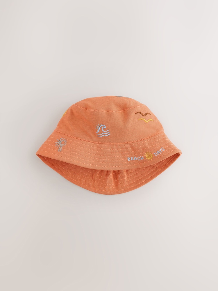 Orange Embroidered and Yellow Tie Dye - بیبی بکٹ ہیٹس 2 پیک (0ماہ-2سال) - تصویر 2 از 5