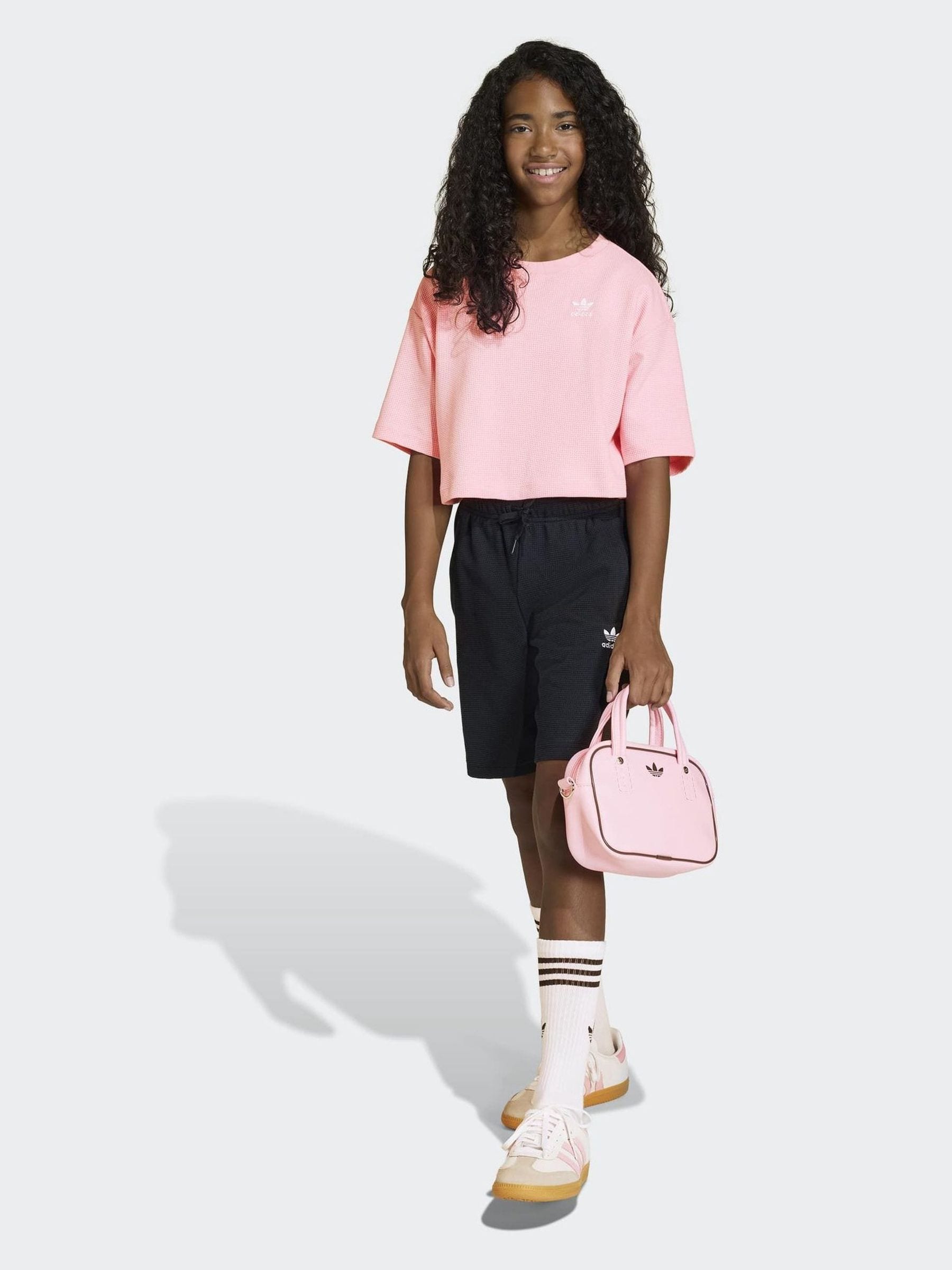 Buy adidas Originals Pink Cropped Waffle T-Shirt from Next Luxembourg