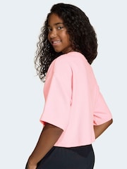 adidas Originals Pink Cropped Waffle T-Shirt - Image 4 of 6
