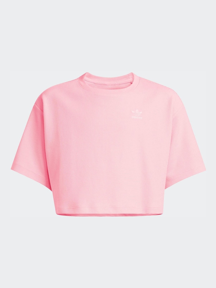 adidas Originals Pink Cropped Waffle T-Shirt - Image 6 of 6
