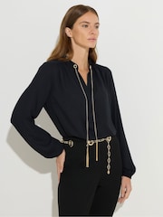 Star by Julien MacDonald Black Chain Detail Blouse - Image 1 of 6