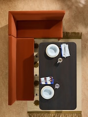 MADE.COM Rust Red Velvet Tova Right Hand Corner Dining Table and Bench Set - Image 2 of 7