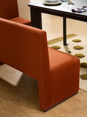 MADE.COM Rust Red Velvet Tova Right Hand Corner Dining Table and Bench Set - Image 3 of 7