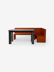 MADE.COM Rust Red Velvet Tova Right Hand Corner Dining Table and Bench Set - Image 6 of 7
