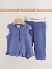 Blau - Geripptes Baby-Oberteil und Hose mit weitem Bein, 2 -teiliges Set (0Monate bis2Jahre) - Bild 1 von 11