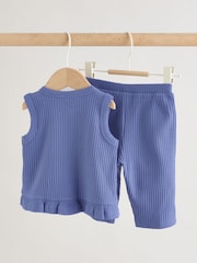 Blau - Geripptes Baby-Oberteil und Hose mit weitem Bein, 2 -teiliges Set (0Monate bis2Jahre) - Bild 2 von 11