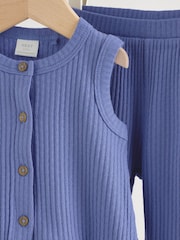 Blau - Geripptes Baby-Oberteil und Hose mit weitem Bein, 2 -teiliges Set (0Monate bis2Jahre) - Bild 7 von 11