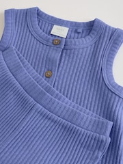 Blau - Geripptes Baby-Oberteil und Hose mit weitem Bein, 2 -teiliges Set (0Monate bis2Jahre) - Bild 8 von 11