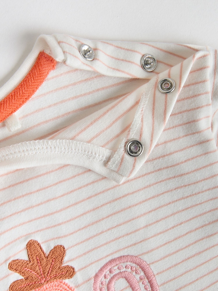 Ecru - Short Sleeve Baby Tops and Wide Leg Leggings Set 2 Piece (0mths-2yrs) - Imaginea 10 din 10