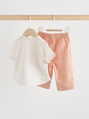 Ecru - Short Sleeve Baby Tops and Wide Leg Leggings Set 2 Piece (0mths-2yrs) - Imaginea 4 din 10