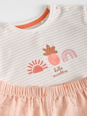 Ecru - Short Sleeve Baby Tops and Wide Leg Leggings Set 2 Piece (0mths-2yrs) - Imaginea 8 din 10