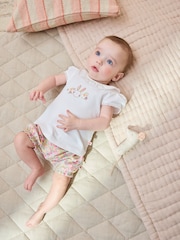 White Bunny Short Sleeve Baby Top and Short Set 2 Piece (0mths-2yrs) - Image 1 of 4