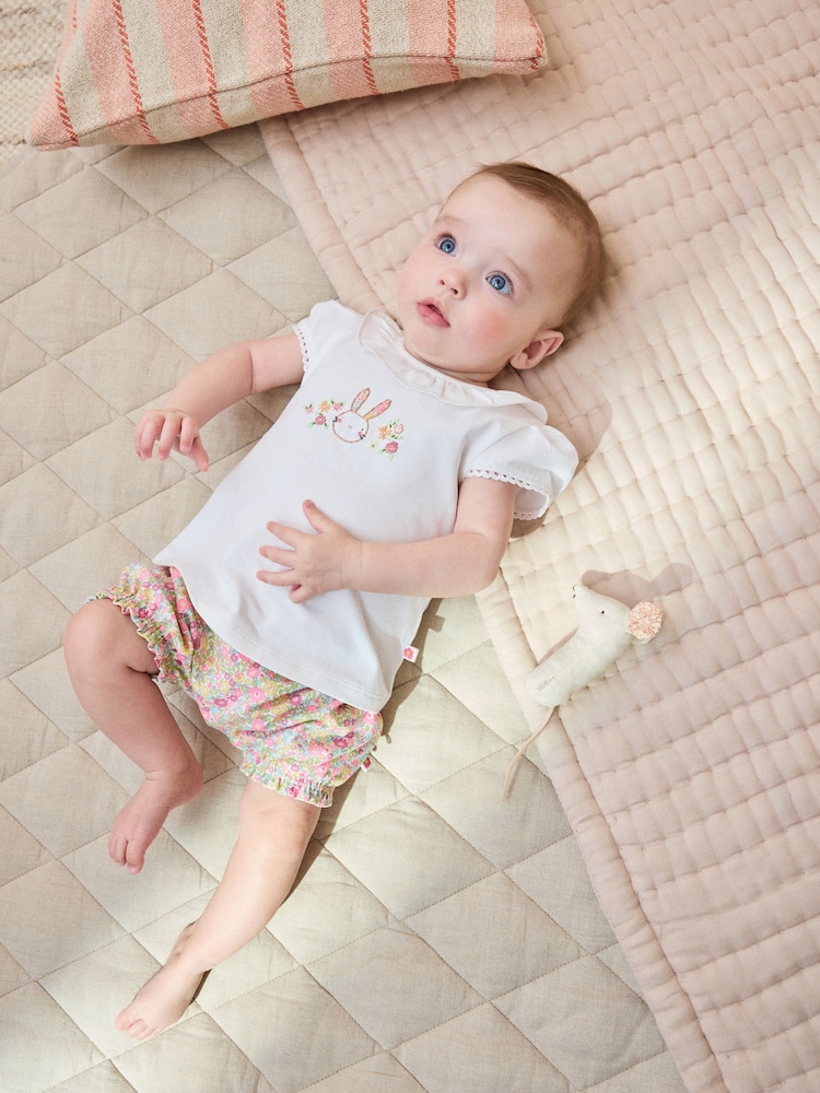White Bunny Short Sleeve Baby Top and Short Set 2 Piece (0mths-2yrs) - Image 1 of 4