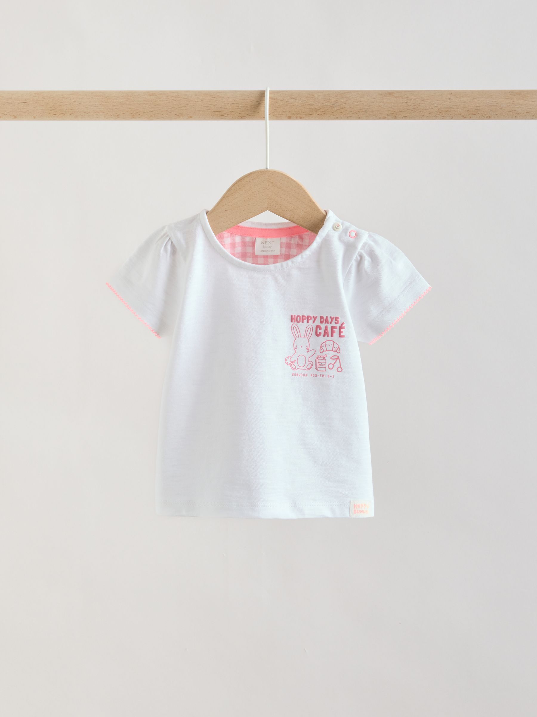 Buy White Pink Bunny Short Sleeve Baby Tops and Wide Leg Leggings Set 2 ...