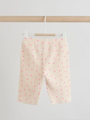 Pink Flower Rib Baby Top And Wide Leg Trousers Set 2 Piece (0mths-2yrs) - Image 6 of 10