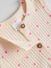 Pink Flower Rib Baby Top And Wide Leg Trousers Set 2 Piece (0mths-2yrs) - Image 9 of 10