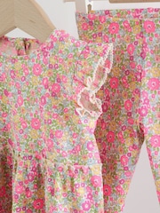 Pink Flower Rib Top and Leggings Baby Set 2 Piece (0mths-2yrs) - Image 12 of 14