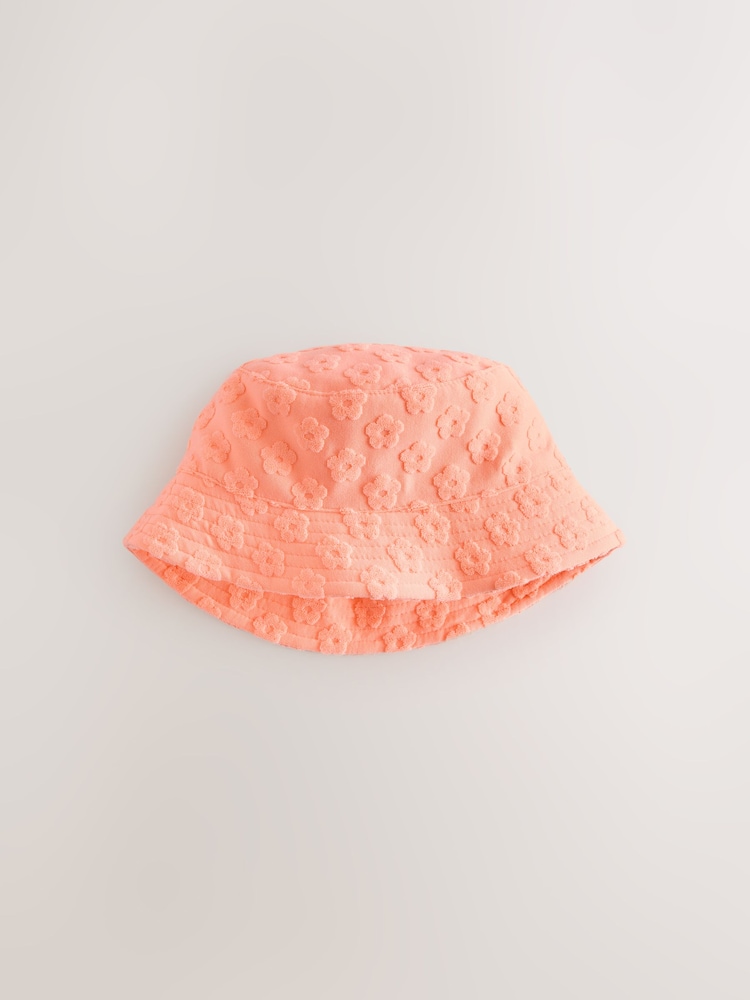Pink/Orange Fluro Towelling Baby Bucket Hat 2 Pack (0mths-2yrs) - Image 2 of 5