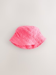 Pink/Orange Fluro Towelling Baby Bucket Hat 2 Pack (0mths-2yrs) - Image 3 of 5