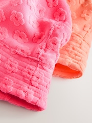 Pink/Orange Fluro Towelling Baby Bucket Hat 2 Pack (0mths-2yrs) - Image 4 of 5