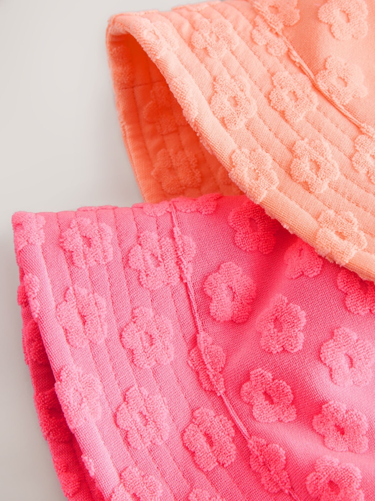 Pink/Orange Fluro Towelling Baby Bucket Hat 2 Pack (0mths-2yrs) - Image 5 of 5