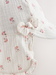 White Floral Woven - Pălărie model legionar Bebeluși (0mths-2yrs) - Imaginea 2 din 3
